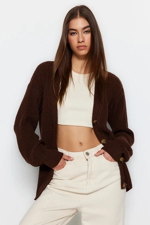 Trendyol Brown Knit Detailní pletený svetr