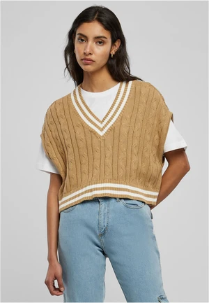 Women's Cropped Knit College Slipover Unionbeige