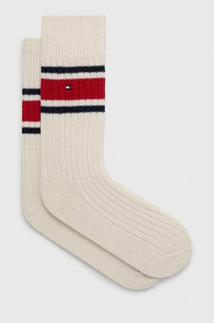 Vlnené ponožky Tommy Hilfiger biela farba