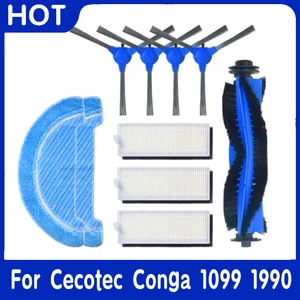 Hepa Filter For Cecotec Conga 1099 Connected / Conga 1990 Connected Robot Vacuum Cleaner Main Side Brush Mop Cloth Rag Parts