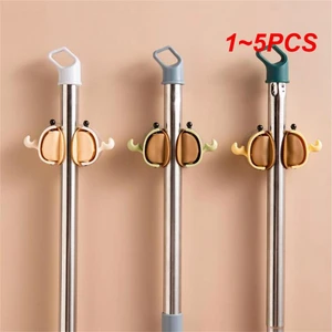 1~5PCS Cute Punch-free mop rack bathroom mop hook bathroom sticky hook broom hanger card seat mop clip Home Storage Organization