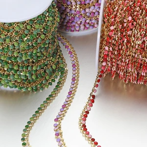 1Meter Stainless Steel Chain Enamel Sunflower Drop Beaded Gold Color Chains for Jewelry Making DIY Choker Bracelet Necklace DIY
