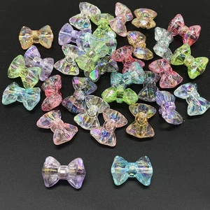 20 Pcs/lot 19mm Bow Tie Shape Beads AB Color Acrylic Beads for Jewelry Making Handmade DIY Accessories