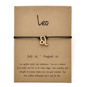 Gold Silver Color Constellation Zodiac Bracelet Jewelry for Women Antique Style 12 Horoscope Taurus Aries Leo Bracelet Gift Love
