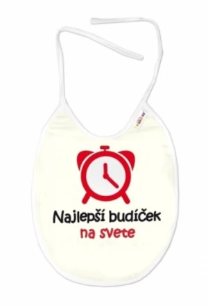 Nepromokavý bryndáček, 24 x 27 cm - Najlepší budíček na svete, Baby Nellys  - smetanový