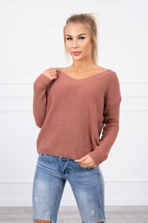 V-neck sweater dark pink