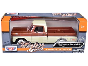 1969 Ford F-100 Pickup Truck Brown Metallic and Cream "Timeless Legends" 1/24 Diecast Model Car by Motormax