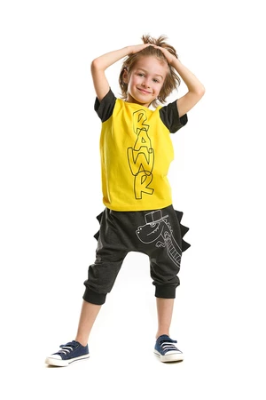 Súprava pre chlapcov Denokids: Rebrované tričko Rawr a kapri šortky