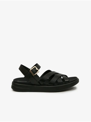 Geox Black Leather Sandals - Women