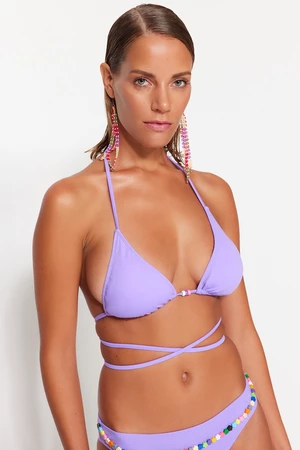 Trendyol Lilac Triangle Tie Bikini Top