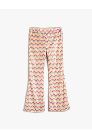 Koton Spanish Leg Leggings Trousers Sequined Embroidered Elastic Waist.