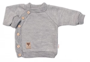 Dětský pletený svetřík s knoflíčky, zap. bokem, Hand Made Baby Nellys, šedý, vel. 68-74 (6-9m)