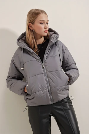 Bigdart 5117 Puffy Hooded Coat - Gray