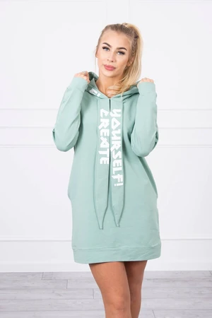 Dress with hood Oversize dark mint