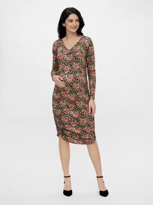 Khaki Maternity Patterned Sheath Dress Mama.licious Charo - Women