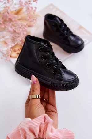 Kids Leather High Sneakers Black Marney