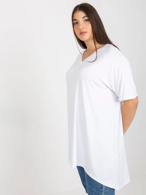 Plain white blouse plus sizes with neckline