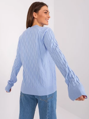 Light blue classic sweater with cotton