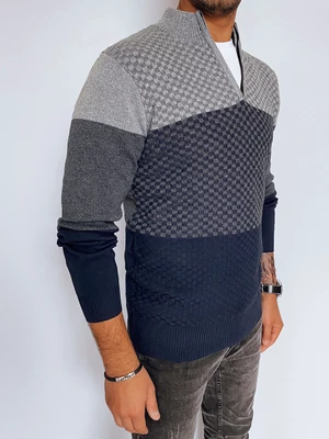 Men's Grey and Navy Blue Dstreet Sweater