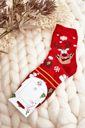 Women's Red Reindeer Socks