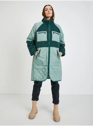Green Women's Quilted Lightweight Coat with Artificial Fur Tom Tailor D - Women