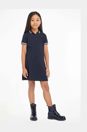 Dievčenské šaty Tommy Hilfiger tmavomodrá farba, mini, rovný strih