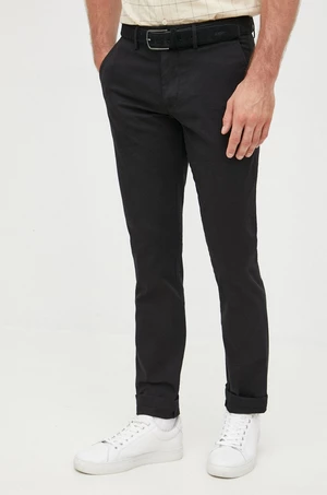 Kalhoty Tommy Hilfiger pánské, černá barva, ve střihu chinos, MW0MW26619