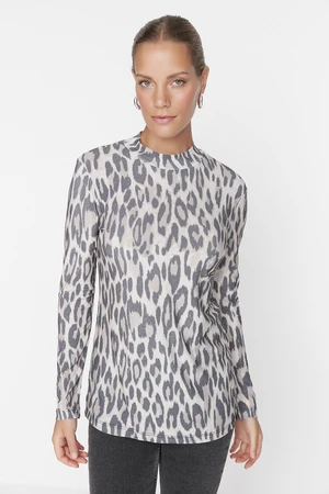 Trendyol Brown Leopard Print Knitted Body Tunic