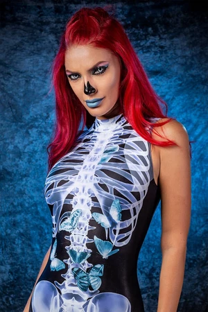 Best Skeleton Costume Women - Sexy Halloween Skeleton Bodysuit - Glow in the Dark - Badinka