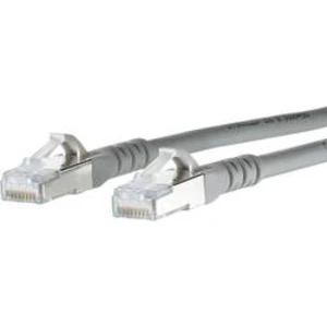 Síťový kabel RJ45 Metz Connect 130845A533-E, CAT 6A, S/FTP, 15.00 m, šedá