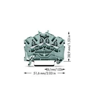 Průchodková svorka WAGO 2002-6401, osazení: L, pružinová svorka, 5.20 mm, šedá, 100 ks