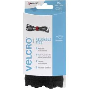 Sada stahovacích pásek se suchým zipem Velcro VEL-EC60466, 20 cm x 12 mm, černá, 15 ks