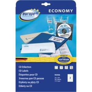 Europe 100 90406 šítek na CD/DVD Ø 117 mm, papír, bílá, 50 ks, permanentní , inkoust, laser