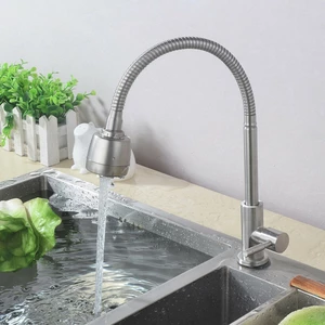 Brush 304 Stainless Steel Kitchen 360° Cold Water Swivel Spout Single Handle Sink Faucet Pull Down Spray Mixer Tap