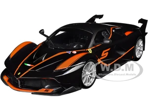 Ferrari FXX-K 5 Fu Songyang Black with Gray Top and Orange Stripes 1/18 Diecast Model Car by Bburago