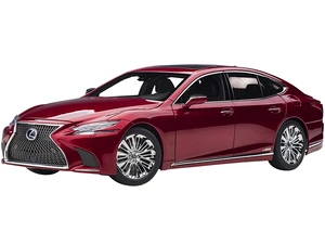 Lexus LS500h Morello Red Metallic with Chrome Wheels 1/18 Model Car by Autoart