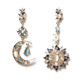 Bohemian Trendy Star Sun Moon Rhinestone Crystal Stellar Ear Drop Earring for Women Jewelry