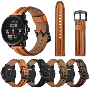 Bakeey 22mm First Layer Double Keel Genuine Leather Replacement Strap Smart Watch Band for Amazfit Smart Sport Watch 1/2