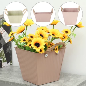 New Flower Pots Pastoral Style Colored Iron Leather Flower Pots Creative Rectangular Buckets