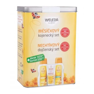 Weleda Baby Calendula Oil Set dárková kazeta kojenecký olej 200 ml + kojenecký krém na opruzeniny 75 ml + kojenecká koupel 200 ml pro děti