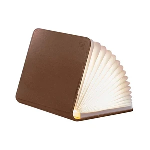 Hnedá veľká LED stolová lampa v tvare knihy Gingko Booklight