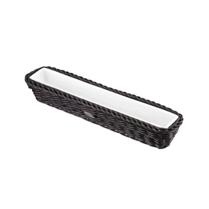 Porcelánová servírovacia miska v čiernom košíku Saleen, 28 x 6 x 4,5 cm