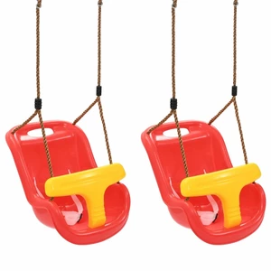 [EU Direct] vidaxl 91800 Baby Swings 2 pcs with Safety Belt PP Red Children Kindergarten Interactive Toy Outside Indoor