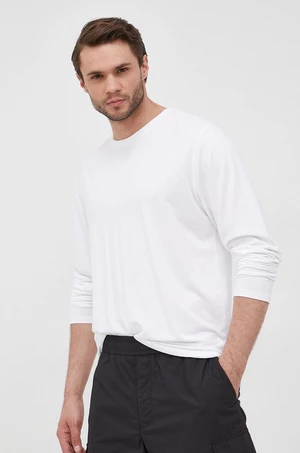 Tričko s dlhým rukávom Resteröds pánske, biela farba, jednofarebné
