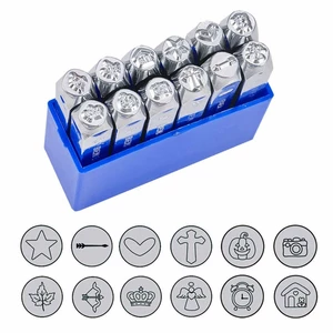 BENECREAT 12 PCS (6mm 1/4") Metal Design Stamps Punch Stamping Tool Electroplated Hard Carbon Steel Tools Stamp/Punch Me
