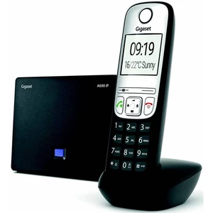 Domáci telefón Gigaset A690 IP (S30852-H2811-R601) čierny bezdrôtový telefón • 2" čiernobiely displej • podsvietené klávesy • 1 pevná linka + 6 SIP úč