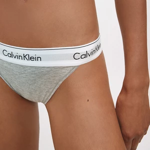 CALVIN KLEIN Šedé kalhotky Modern Cotton High Leg Tanga