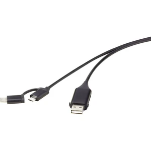 Renkforce #####USB-Kabel USB 2.0 #####USB-A Stecker, #####USB-C™ Stecker, #####USB-Micro-B Stecker 1.00 m čierna s funkc
