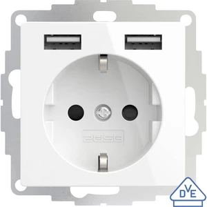 2USB 2U-449276  zásuvka do steny  VDE, s USB, detská ochrana IP20 čisto biela, trblietavý efekt