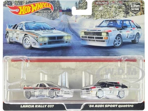 Lancia Rally 037 037 White with Stripes and 1984 Audi Sport Quattro 2 White "Car Culture" Set of 2 Cars Diecast Model Cars by Hot Wheels